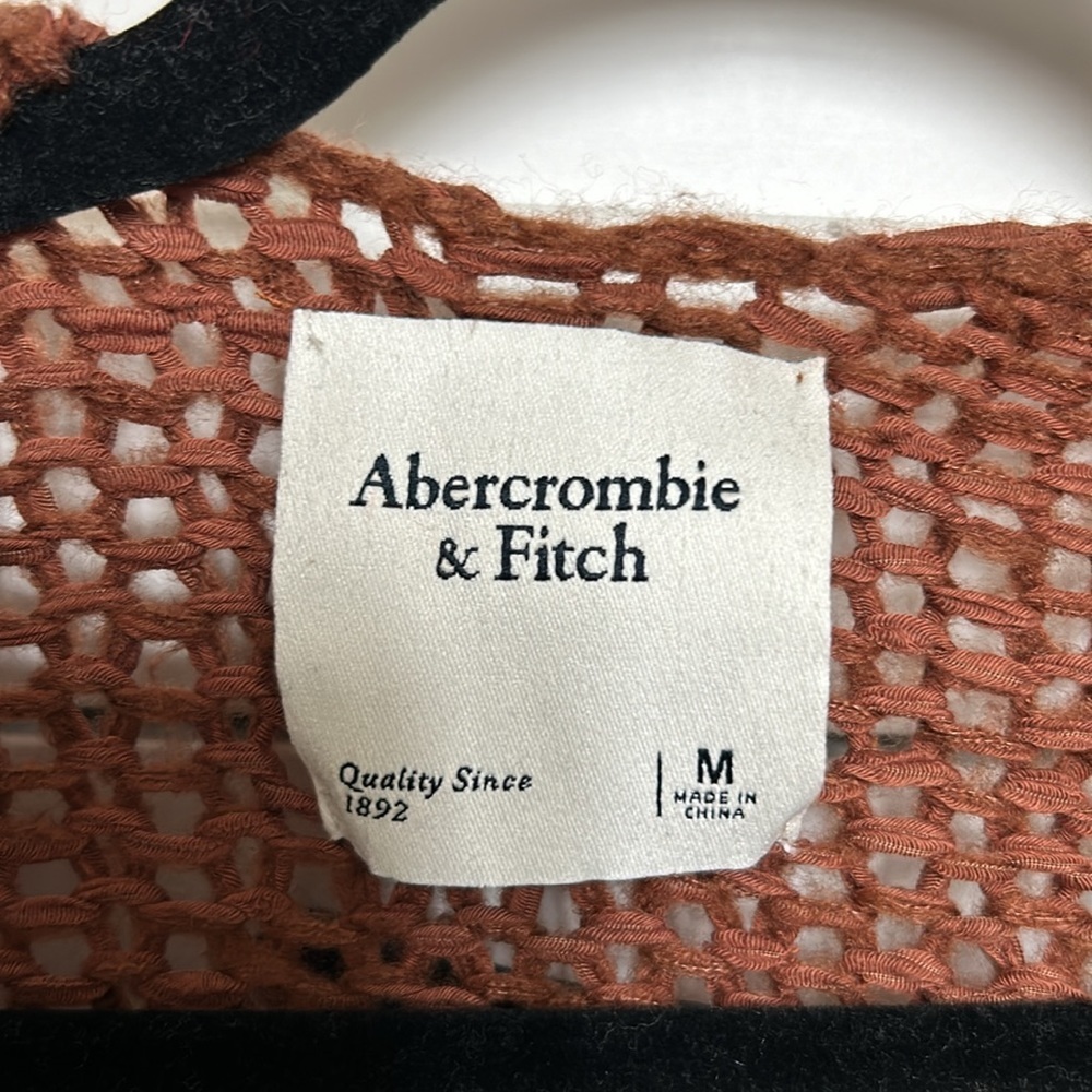 Abercrombie & Fitch Open Knit Cardigan Sweater - Orange - M - Picture 2 of 3